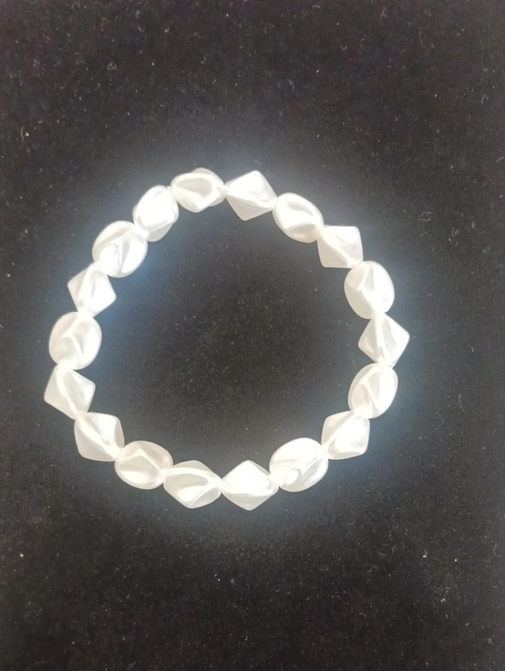 White Pearl-Look Beaded Stretch Bracelet